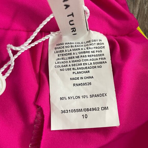 NWT Trina Turk Lilleth Ruffle One-Piece Swimsuit Pink Multi - Size: 10 - Picture 7 of 11